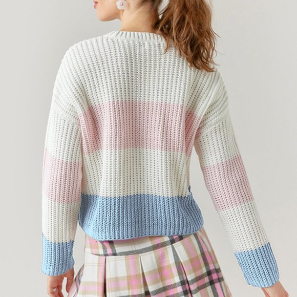 Blue Rain Pastel Colorblock Pullover Sweater - Size Small - Picture 4 of 4